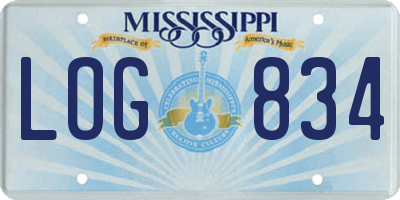 MS license plate LOG834