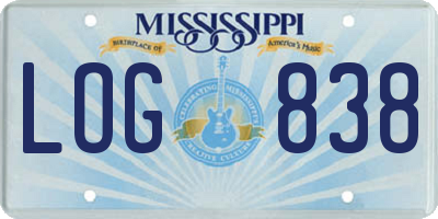 MS license plate LOG838
