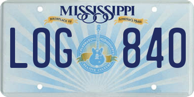 MS license plate LOG840
