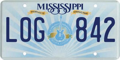 MS license plate LOG842