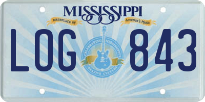 MS license plate LOG843