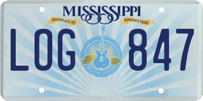 MS license plate LOG847