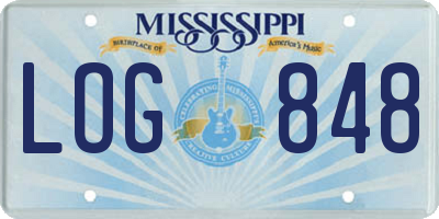 MS license plate LOG848