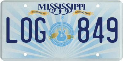 MS license plate LOG849
