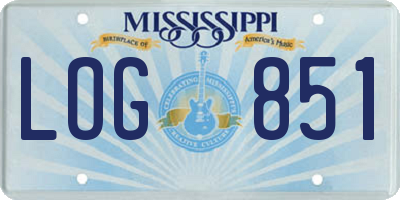 MS license plate LOG851