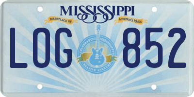 MS license plate LOG852