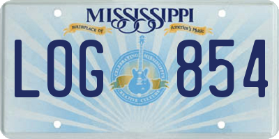 MS license plate LOG854