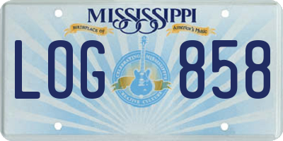 MS license plate LOG858