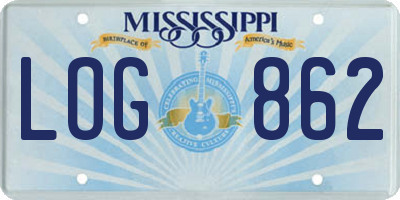 MS license plate LOG862