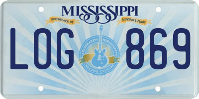 MS license plate LOG869