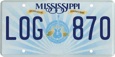 MS license plate LOG870