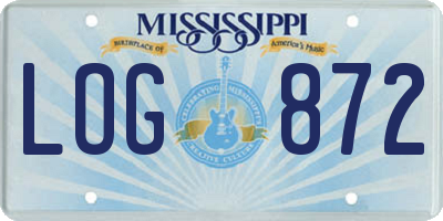 MS license plate LOG872