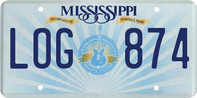 MS license plate LOG874