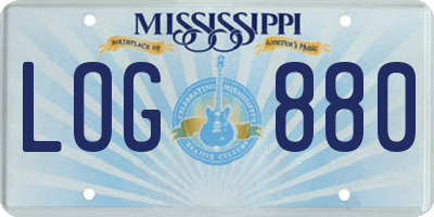 MS license plate LOG880