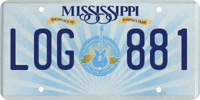 MS license plate LOG881