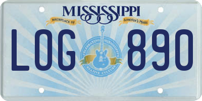MS license plate LOG890