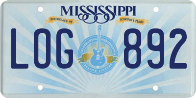 MS license plate LOG892