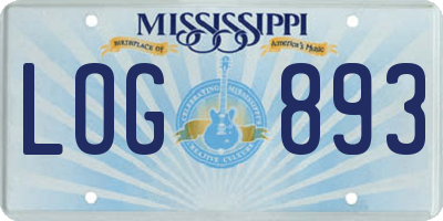 MS license plate LOG893