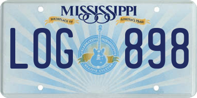 MS license plate LOG898