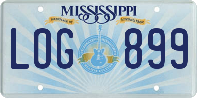 MS license plate LOG899