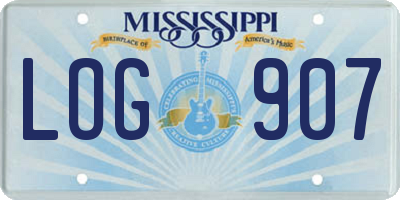MS license plate LOG907