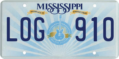 MS license plate LOG910