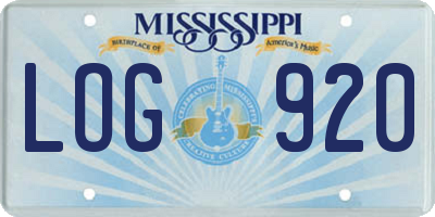 MS license plate LOG920