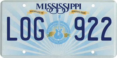 MS license plate LOG922