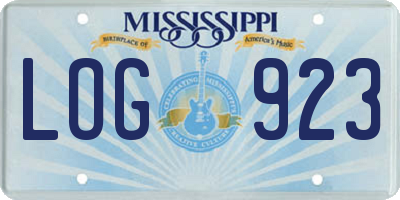 MS license plate LOG923