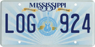 MS license plate LOG924