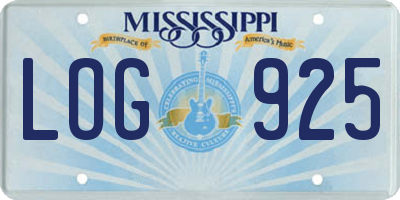 MS license plate LOG925
