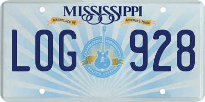 MS license plate LOG928