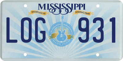 MS license plate LOG931