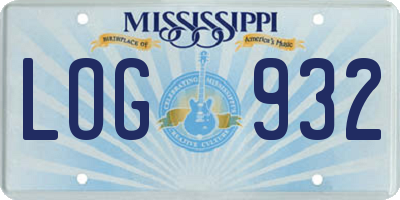 MS license plate LOG932