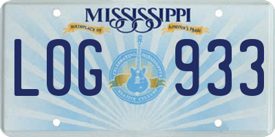 MS license plate LOG933