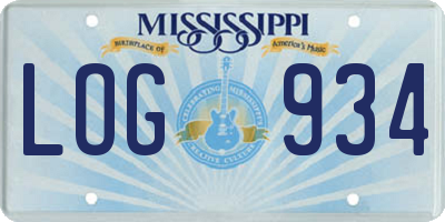 MS license plate LOG934