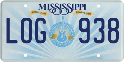 MS license plate LOG938