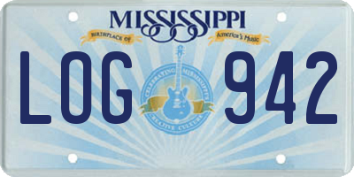 MS license plate LOG942