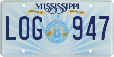 MS license plate LOG947