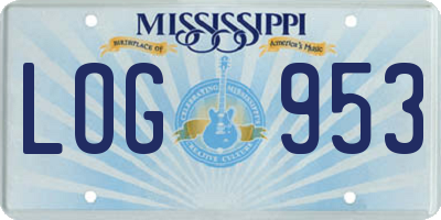 MS license plate LOG953