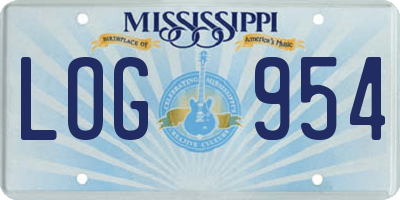 MS license plate LOG954