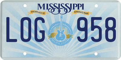 MS license plate LOG958