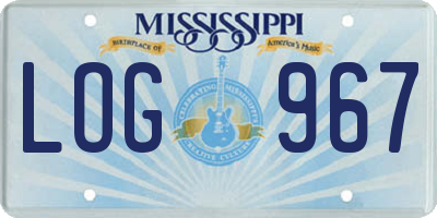 MS license plate LOG967