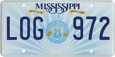 MS license plate LOG972