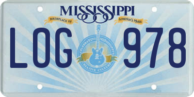 MS license plate LOG978