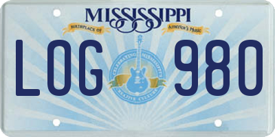 MS license plate LOG980