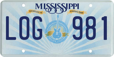 MS license plate LOG981