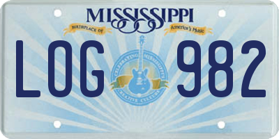 MS license plate LOG982