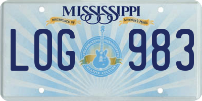 MS license plate LOG983