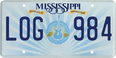 MS license plate LOG984